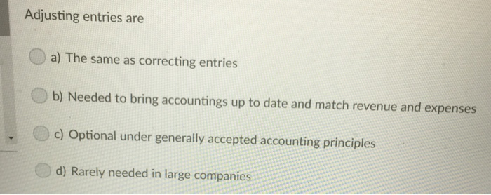  Adjusting entries are a) The same as correcting entries b) Needed