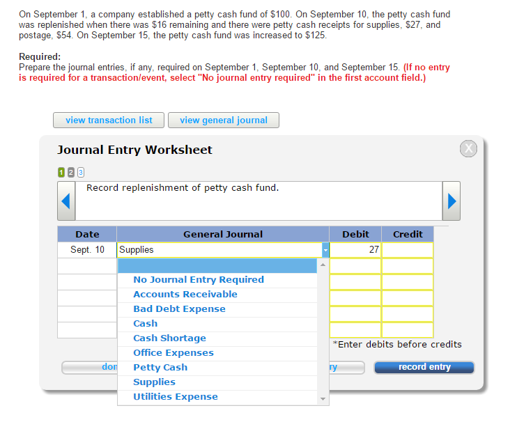 please answer now On September 1, a company established a petty cash