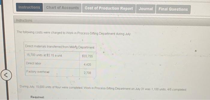 Equivalent units and related costs cost of production reports entries Instructions Chart