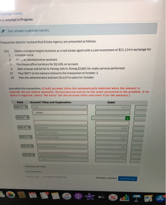  Attempt History went Attempt in Progress Your answer is partially correct.