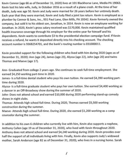  fill out the 1040 based on the information given, and please