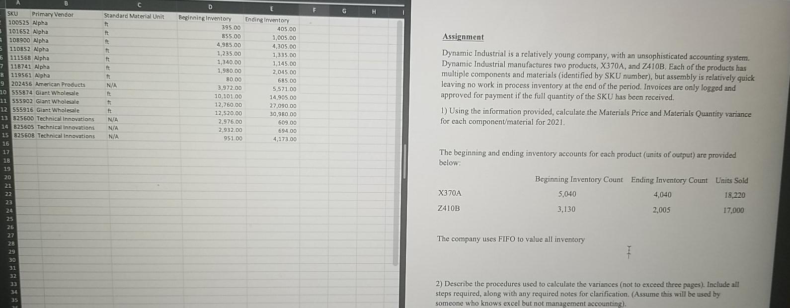  please assist. B F G H Assignment Standard Material Unit it