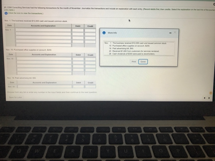  21. ESM Consuting Services had the entry table an explanation with