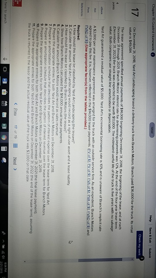 Chapter 15 Graded Homework Help Save & Exit Submit 17 On