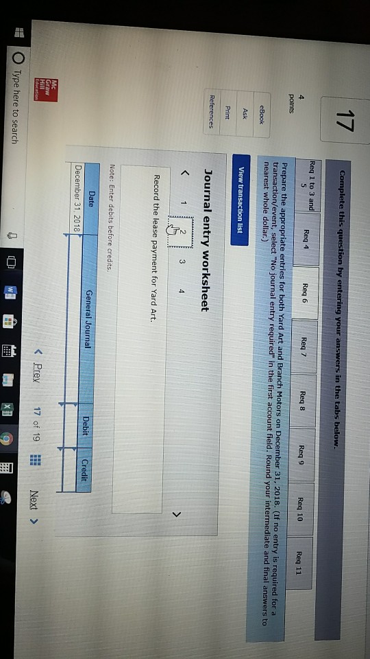 December 31, 2018, the beginning of the lease, and at each December