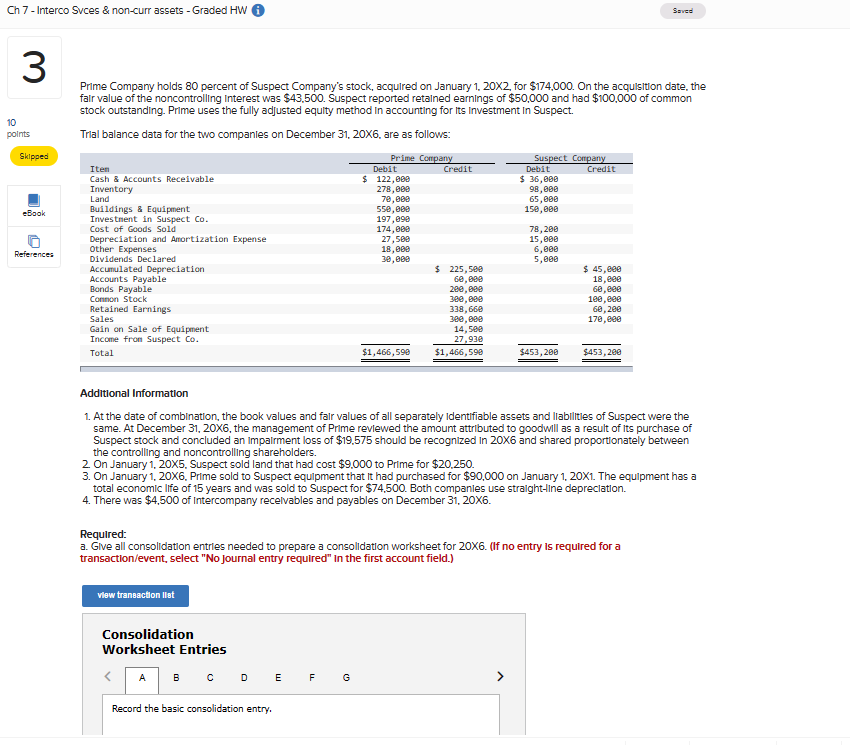 to adjust Accumulated Depreciation Prime Company holds 80 percent of Suspect Company's