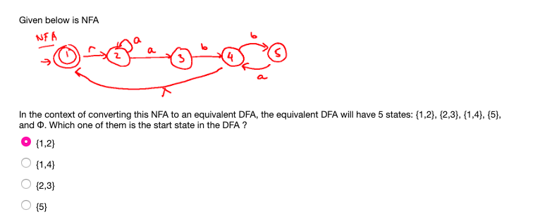  Given below is NFA NF A 0 (S a. a. In