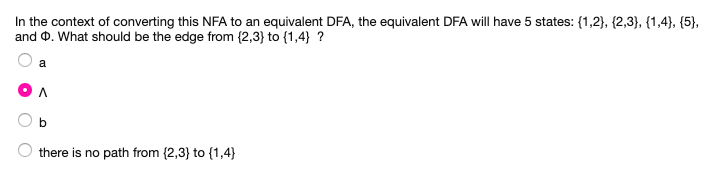 the context of converting this NFA to an equivalent DFA, the equivalent