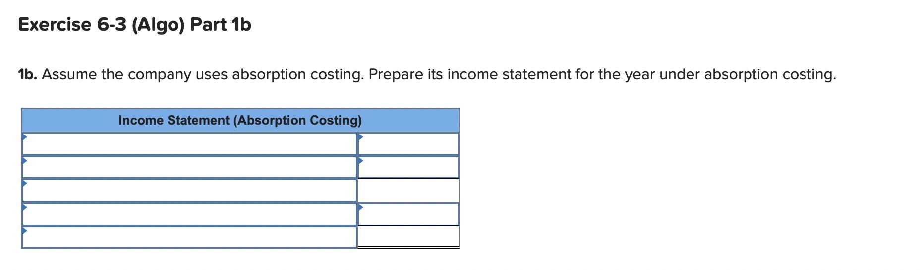 and variable costing LO P1, P2 (The following information applies to the