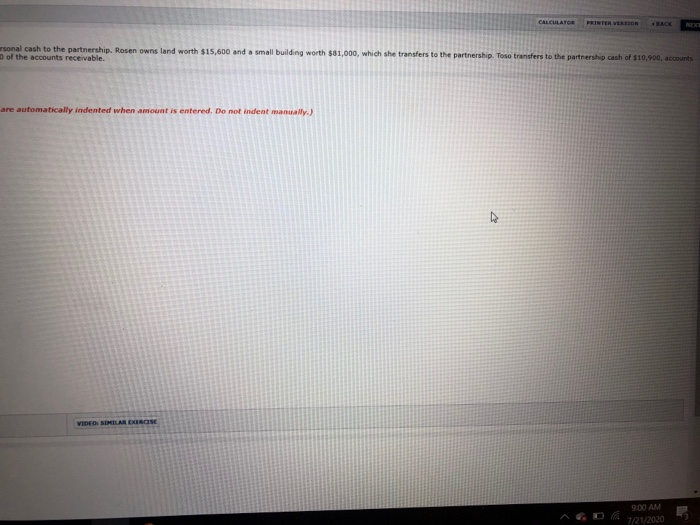 are forming a partnership Decker is transferring $52,200 of personal cash to