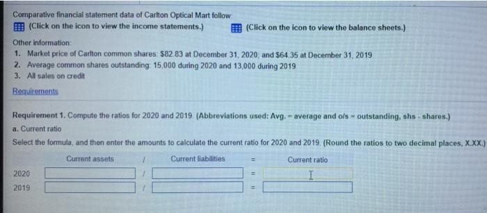  please I need all the requirements done Comparative financial statement data