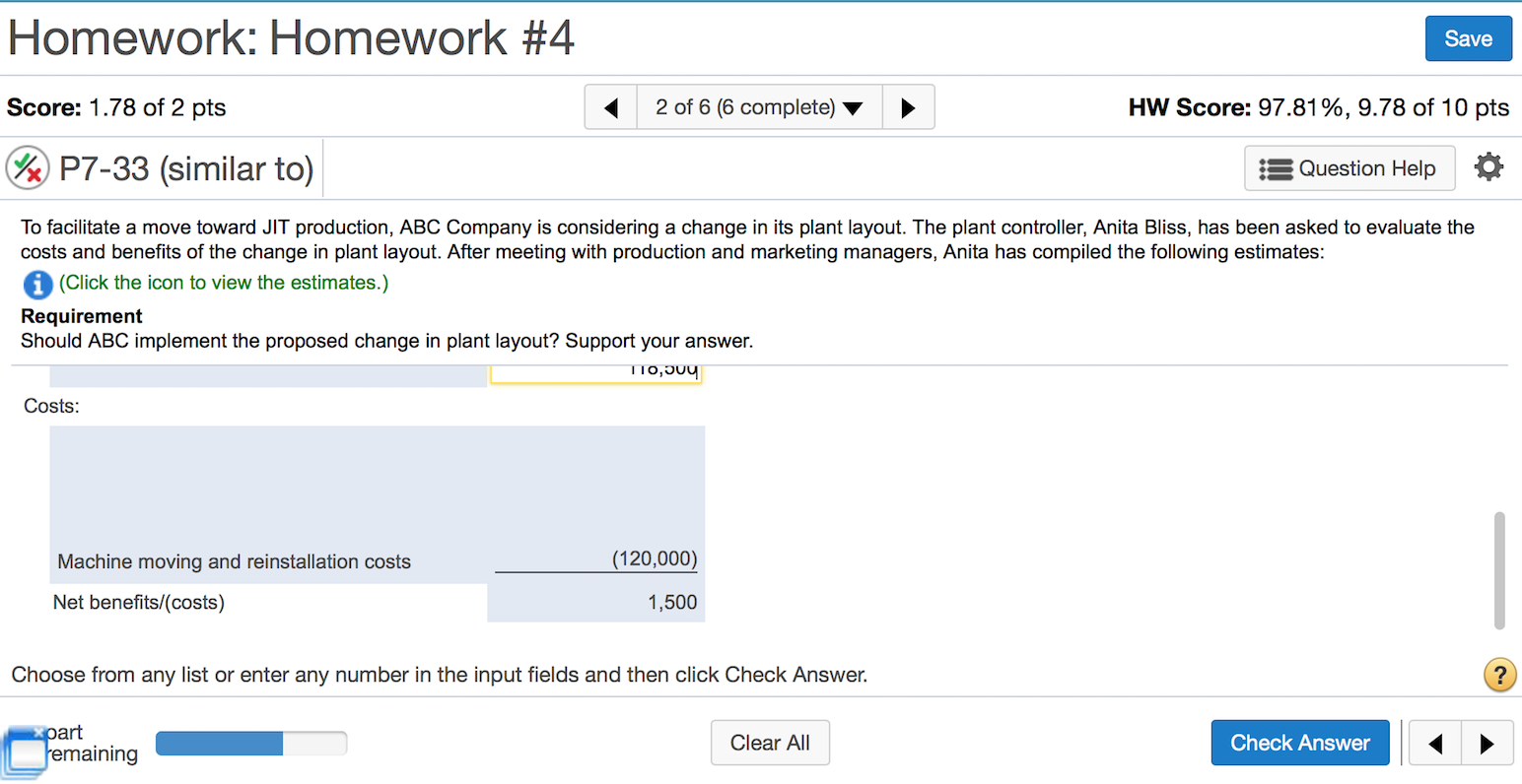 toward JIT production, ABC Company is considering a change in its plant