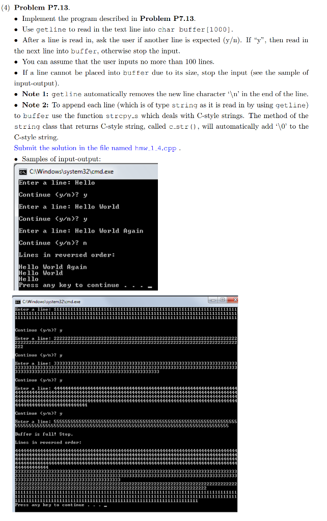 appends them to a char buffer [1000]. Stop after reading 1,000 characters.