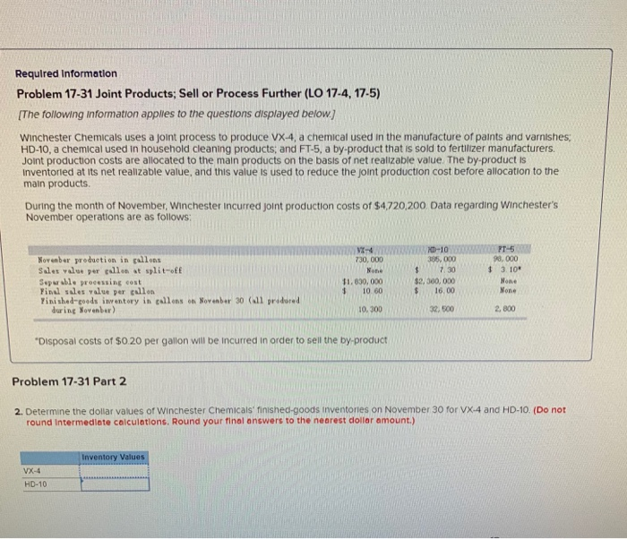 Please help me to solve this. Many thanjs Required Information Problem 17-31