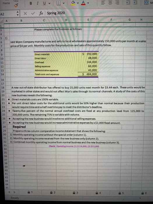 managerial accounting| prepare a 3 column comparative statement that shows the following
