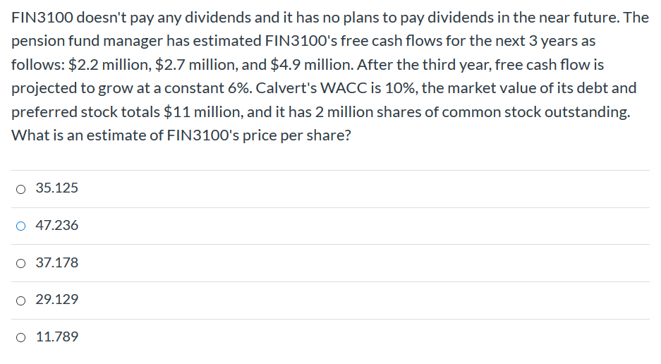 FIN3100 doesn't pay any dividends and it has no plans to
