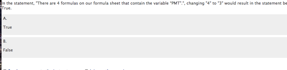 In the statement, "There are 4 formulas on our formula sheet