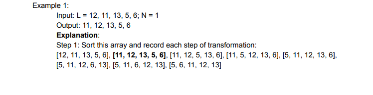 list,int N) { int arr[] = {11, 12, 5, 13, 6}; return