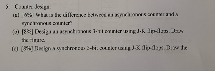  5. Counter design: (a) [6%) What is the difference between an