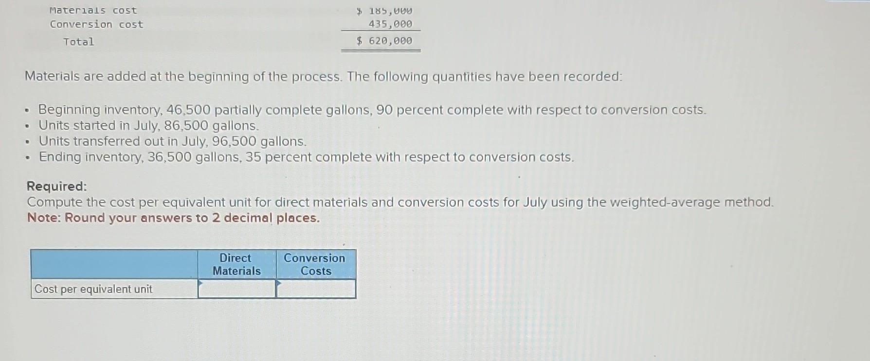 8-2, 3) The following cost information is available for July for the