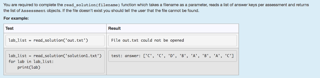 Question 2 Question Three You are required to complete the read_classlist(filename) function