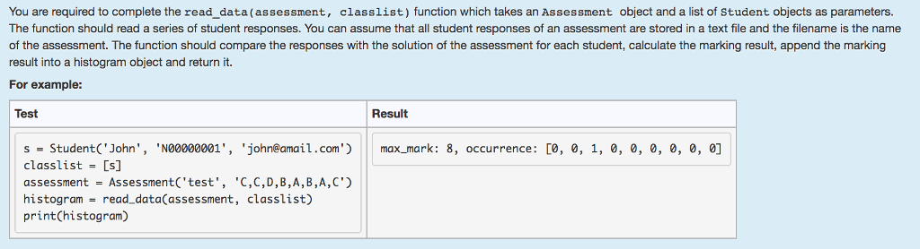 which takes a filename as a parameter, reads the content from the