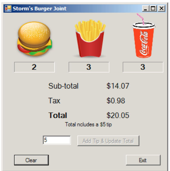 total as each item is added. There will also be a box