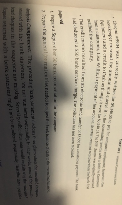 picture CHAPTER 7 Internal Control and Cash ust 31 and showed Problem