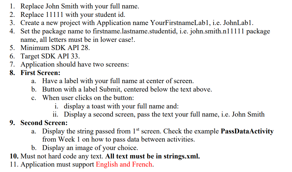 1. Replace John Smith with your full name. 2. Replace 11111