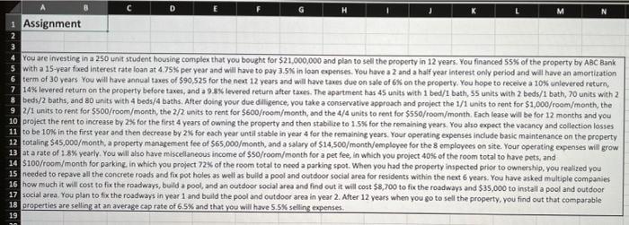 please show excel formulas in the models! H 1 Assignment 2 3