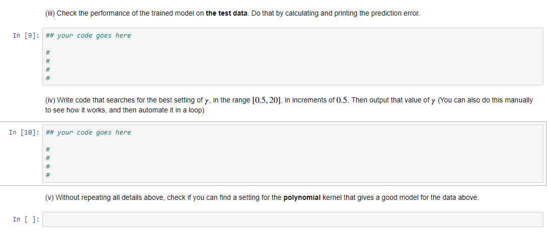 in the textbook create a training and test set from the sets