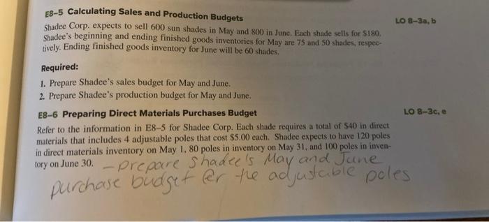 E8-6 please but there is relevant information in the problem before E8-5