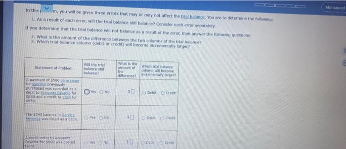  In this m, you will be given three errors that may