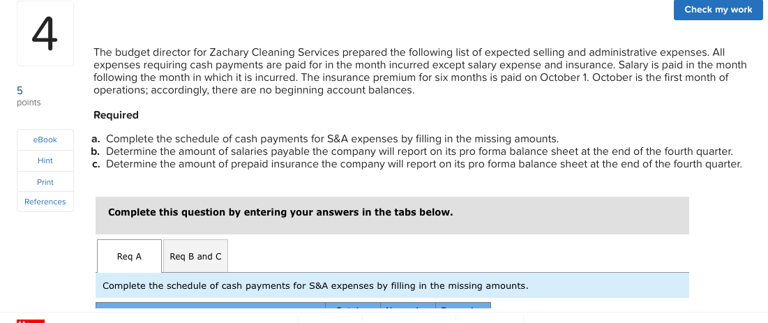 5 points Complete this question by entering your answers in the tabs