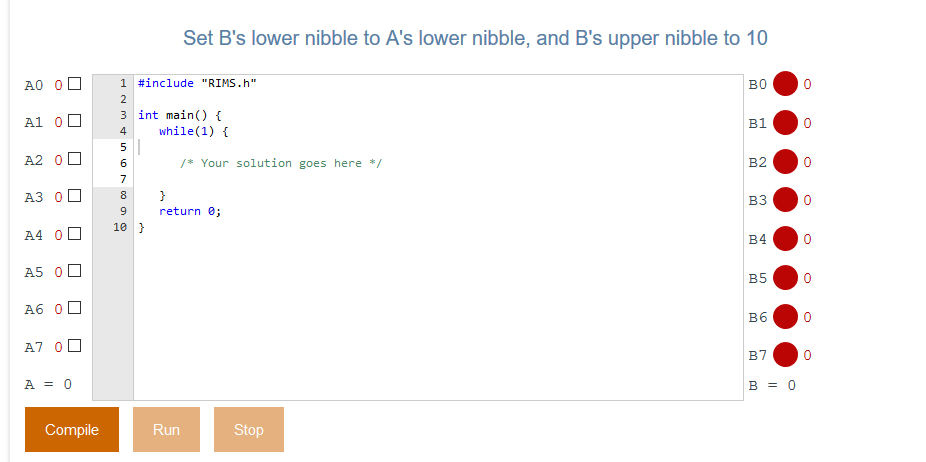  C code Set B's lower nibble to A's lower nibble, and
