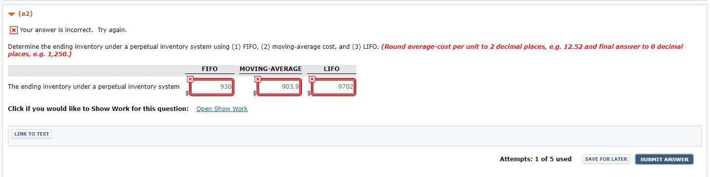 perpetual inventory system question: Problem 6-09A a1-a2, b (Part Level Submission) Cullumber