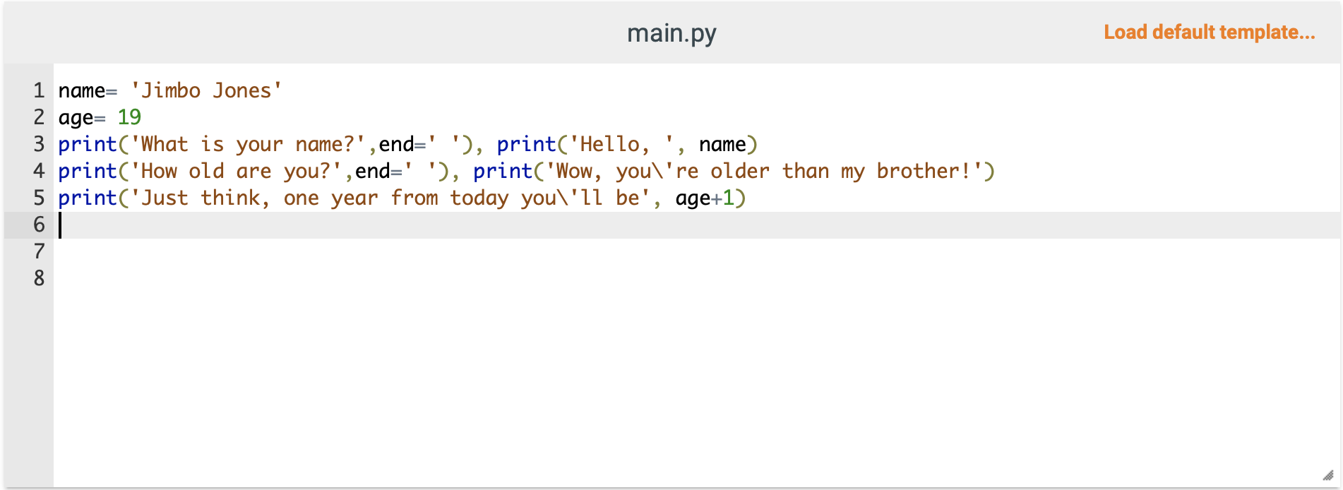 part is a different name and age. I know how to write
