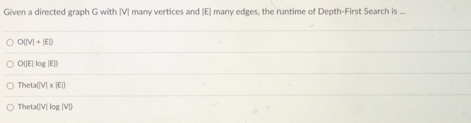  Given a directed graph G with |V| many vertices and |E|