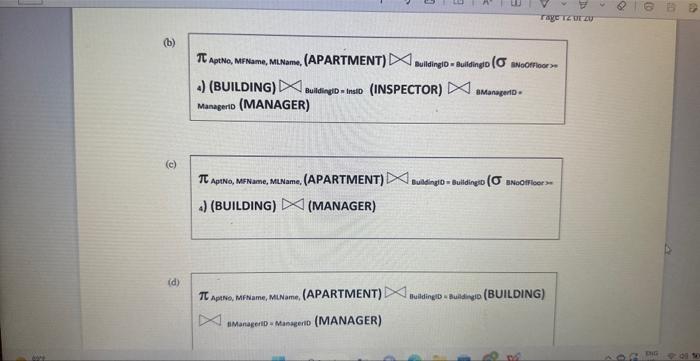 marks will be awarded for the second-best answer. Consider the tables below,