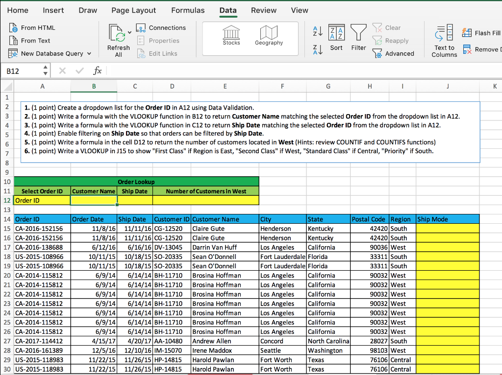 I need to know what the formulas look like for steps 1-6..