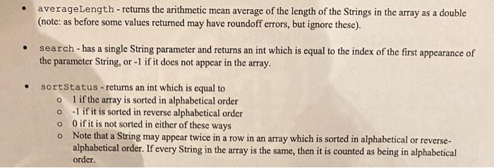 array of Strings as an instance variable. You should create three constructors