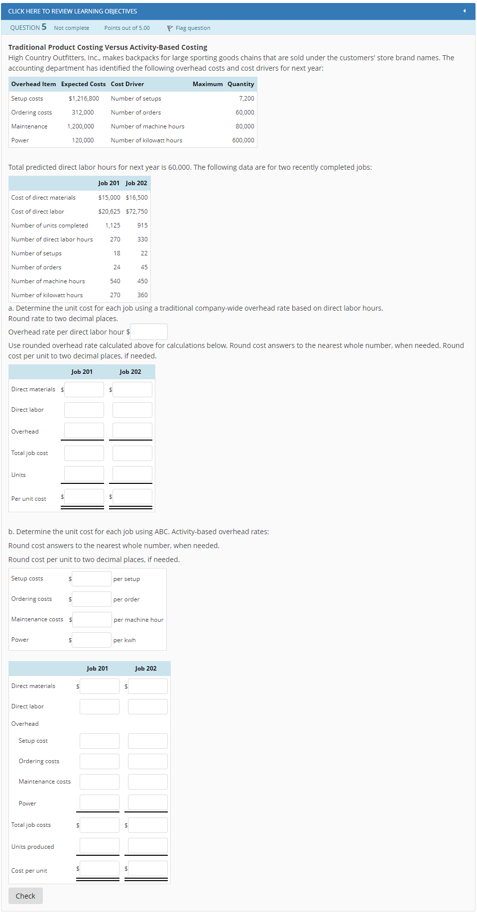 CLICK HERE TO REVIEW LEARNING OBJECTIVES QUESTION 5 Not complete Points
