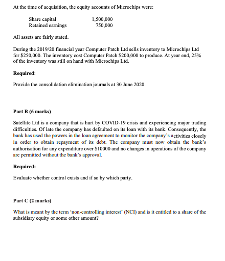 acquired 100% shares in Microchips Ltd on the 1 July 2019 for