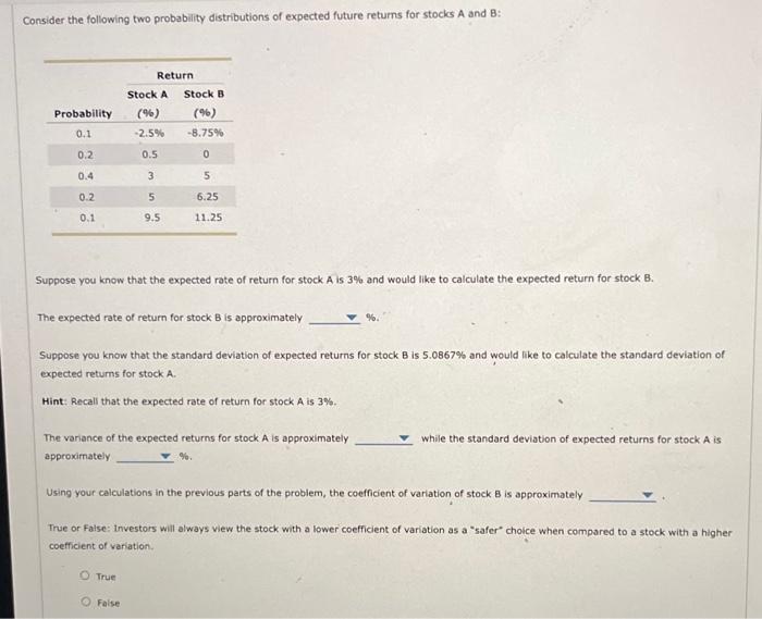  Consider the following two probability distributions of expected future returns for