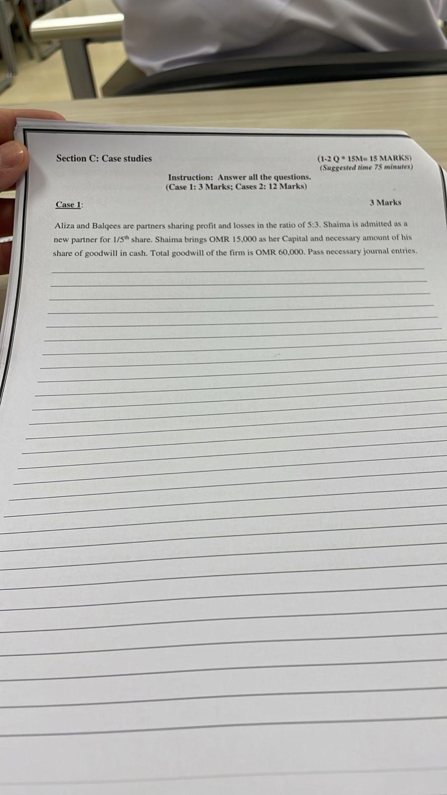  Section C: Case studies (1-2015M 15 MARKS) (Suggested time 75 minutes)