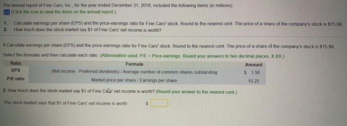  Please answer requirement 2: "How much does the stock market say