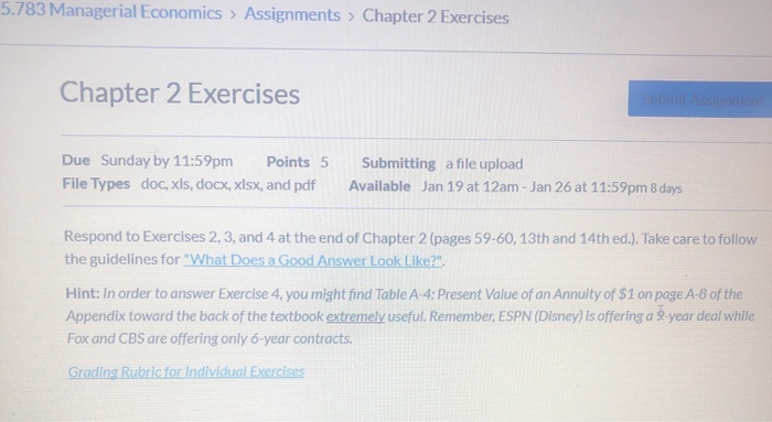  5.783 Managerial Economics > Assignments > Chapter 2 Exercises Chapter 2
