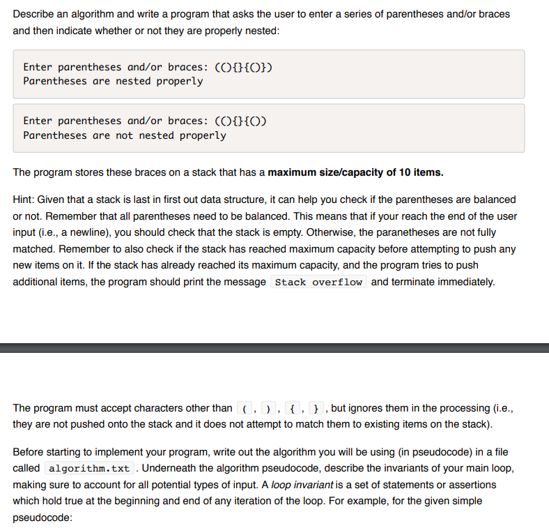  Describe an algorithm and write a program that asks the user