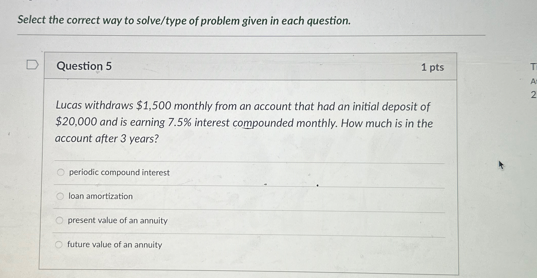  Select the correct way to solve/type of problem given in each