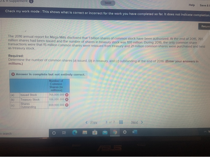  Supplement Saved Help Save & Check my work mode : This